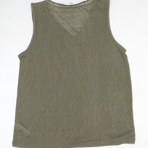 NEXT Womens Green Polyester Basic Tank Size 12 V-Neck