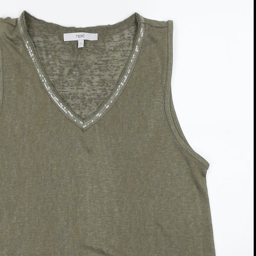 NEXT Womens Green Polyester Basic Tank Size 12 V-Neck