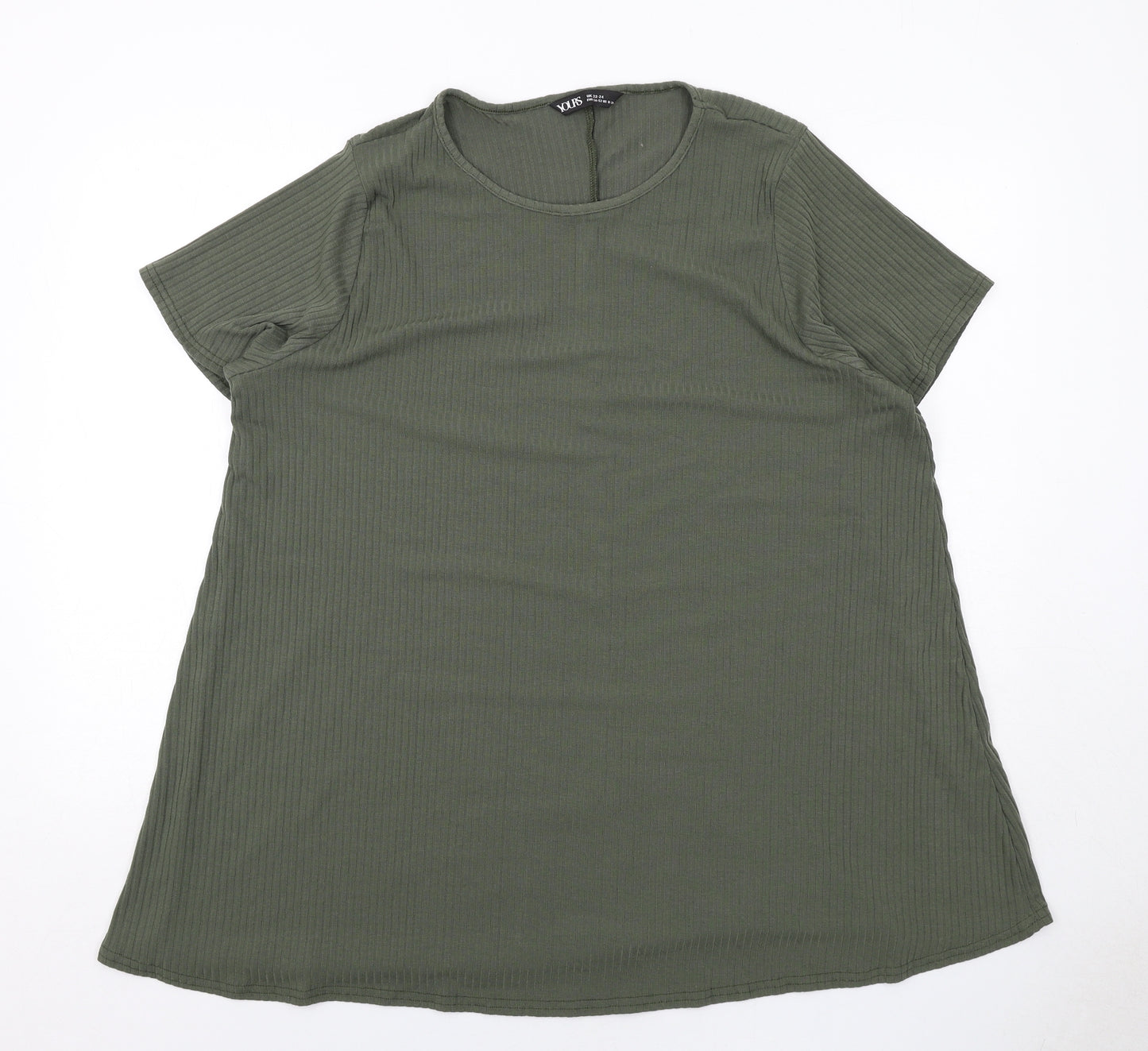 Yours Womens Green Polyester Basic T-Shirt Size 22 Round Neck - Ribbed