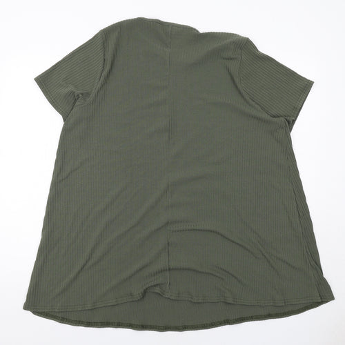 Yours Womens Green Polyester Basic T-Shirt Size 22 Round Neck - Ribbed