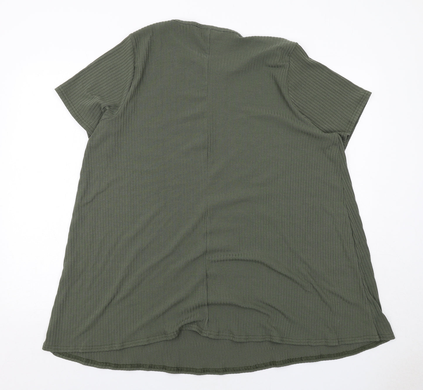 Yours Womens Green Polyester Basic T-Shirt Size 22 Round Neck - Ribbed