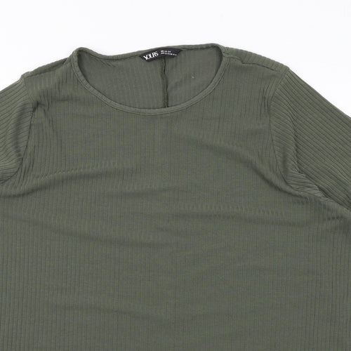 Yours Womens Green Polyester Basic T-Shirt Size 22 Round Neck - Ribbed