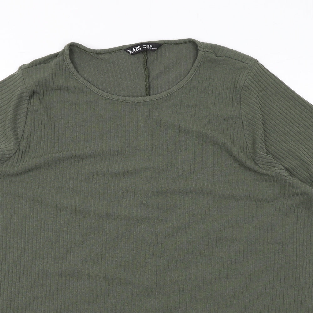 Yours Womens Green Polyester Basic T-Shirt Size 22 Round Neck - Ribbed