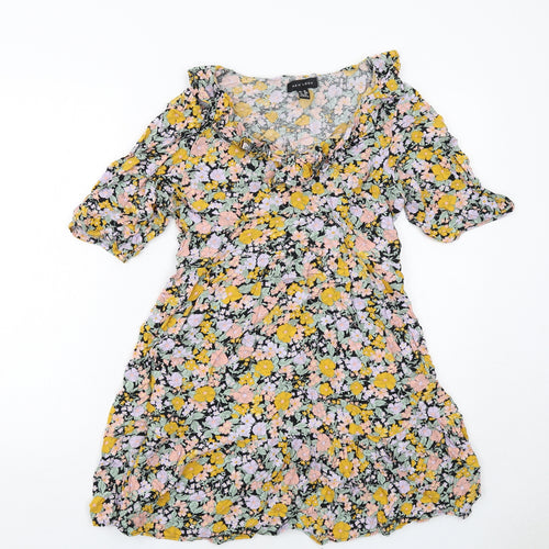 New Look Womens Multicoloured Floral Viscose A-Line Size 12 V-Neck Pullover