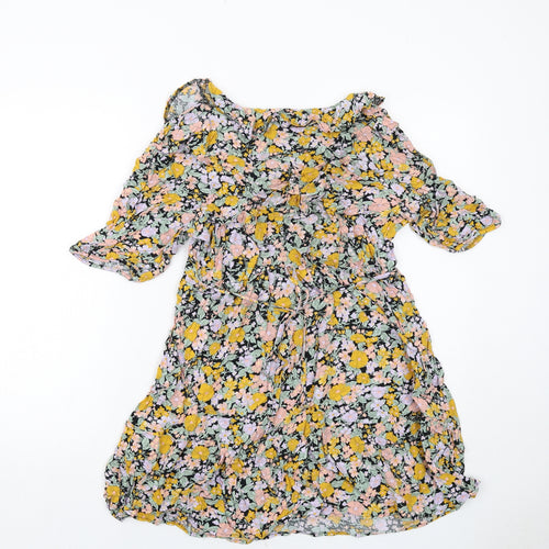 New Look Womens Multicoloured Floral Viscose A-Line Size 12 V-Neck Pullover