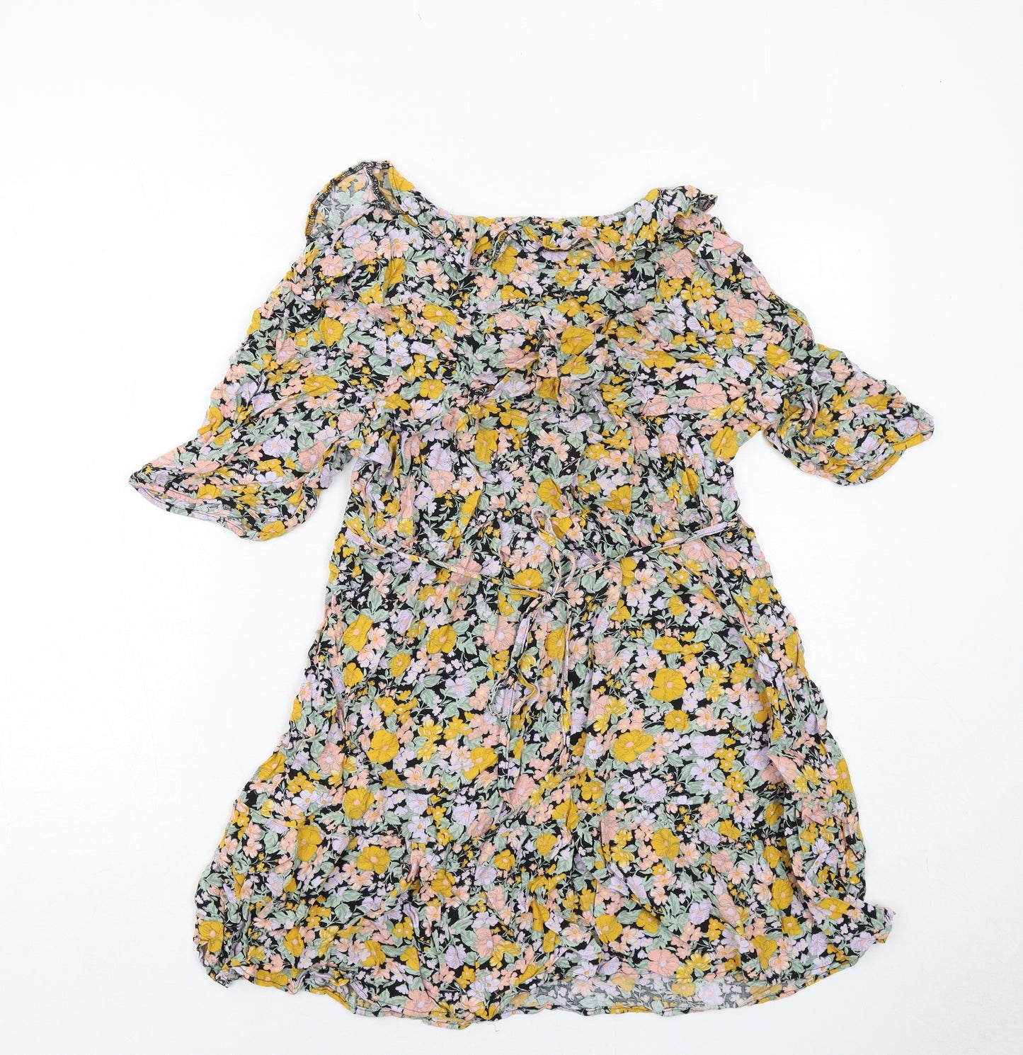 New Look Womens Multicoloured Floral Viscose A-Line Size 12 V-Neck Pullover