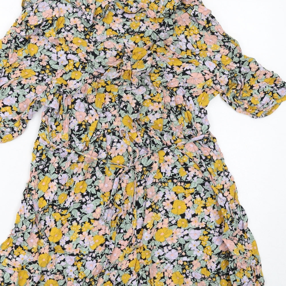 New Look Womens Multicoloured Floral Viscose A-Line Size 12 V-Neck Pullover
