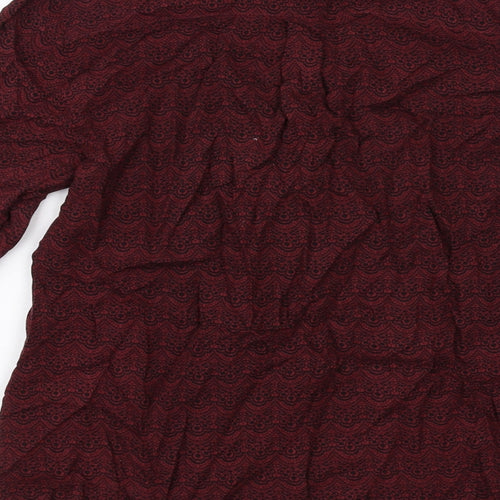 Best Mountain Womens Red Geometric Viscose Basic Blouse Size S V-Neck
