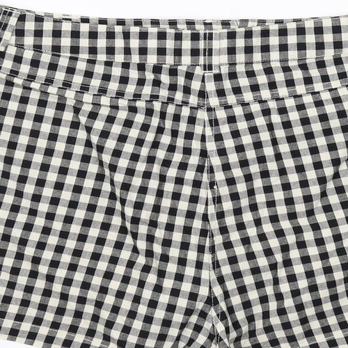 ASOS Womens Black Check Cotton Hot Pants Shorts Size 16 Regular Zip