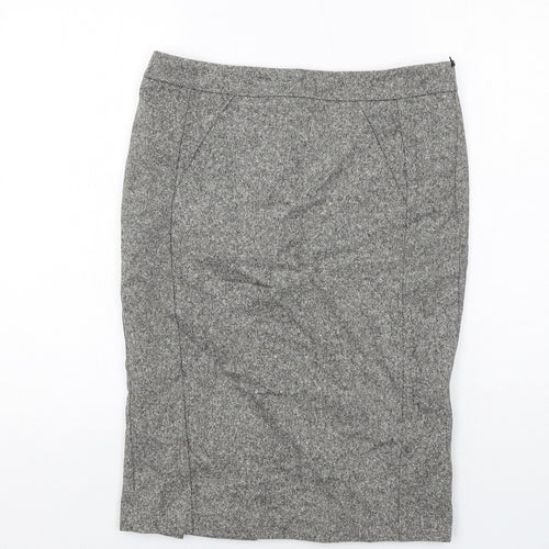Warehouse Womens Grey Wool Straight & Pencil Skirt Size 12 Zip