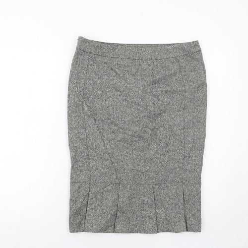 Warehouse Womens Grey Wool Straight & Pencil Skirt Size 12 Zip