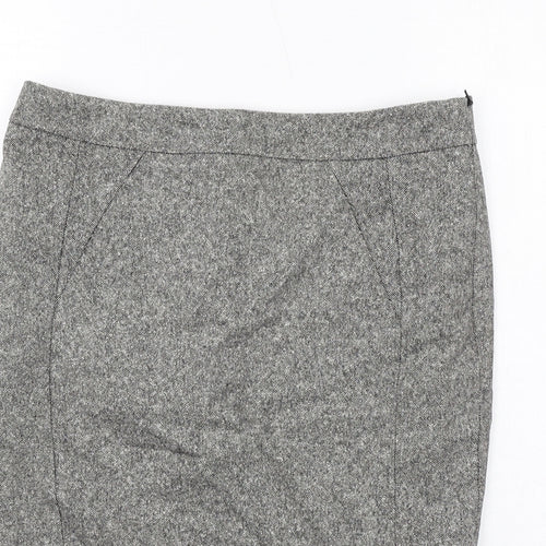 Warehouse Womens Grey Wool Straight & Pencil Skirt Size 12 Zip
