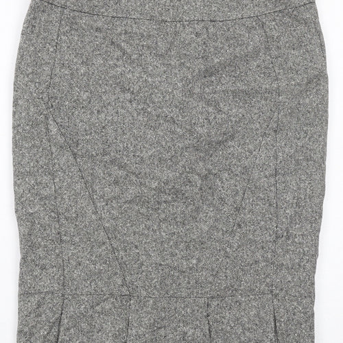 Warehouse Womens Grey Wool Straight & Pencil Skirt Size 12 Zip