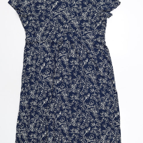 Seasalt Womens Blue Geometric Viscose T-Shirt Dress Size 18 Round Neck Pullover
