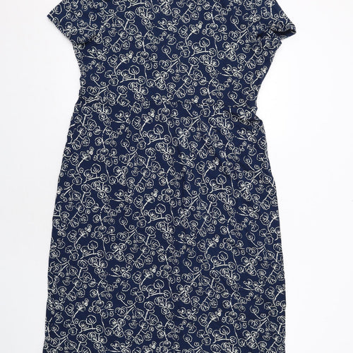 Seasalt Womens Blue Geometric Viscose T-Shirt Dress Size 18 Round Neck Pullover