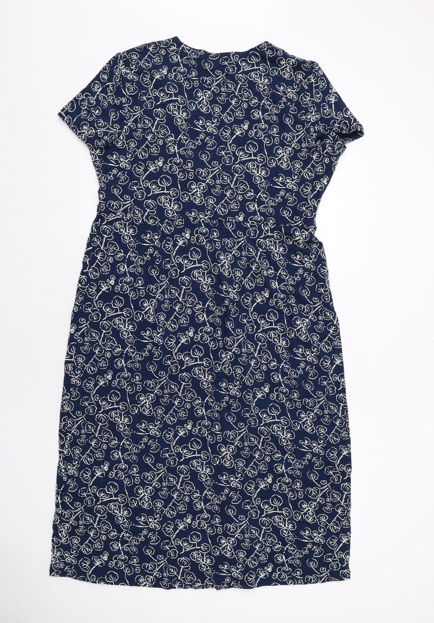 Seasalt Womens Blue Geometric Viscose T-Shirt Dress Size 18 Round Neck Pullover