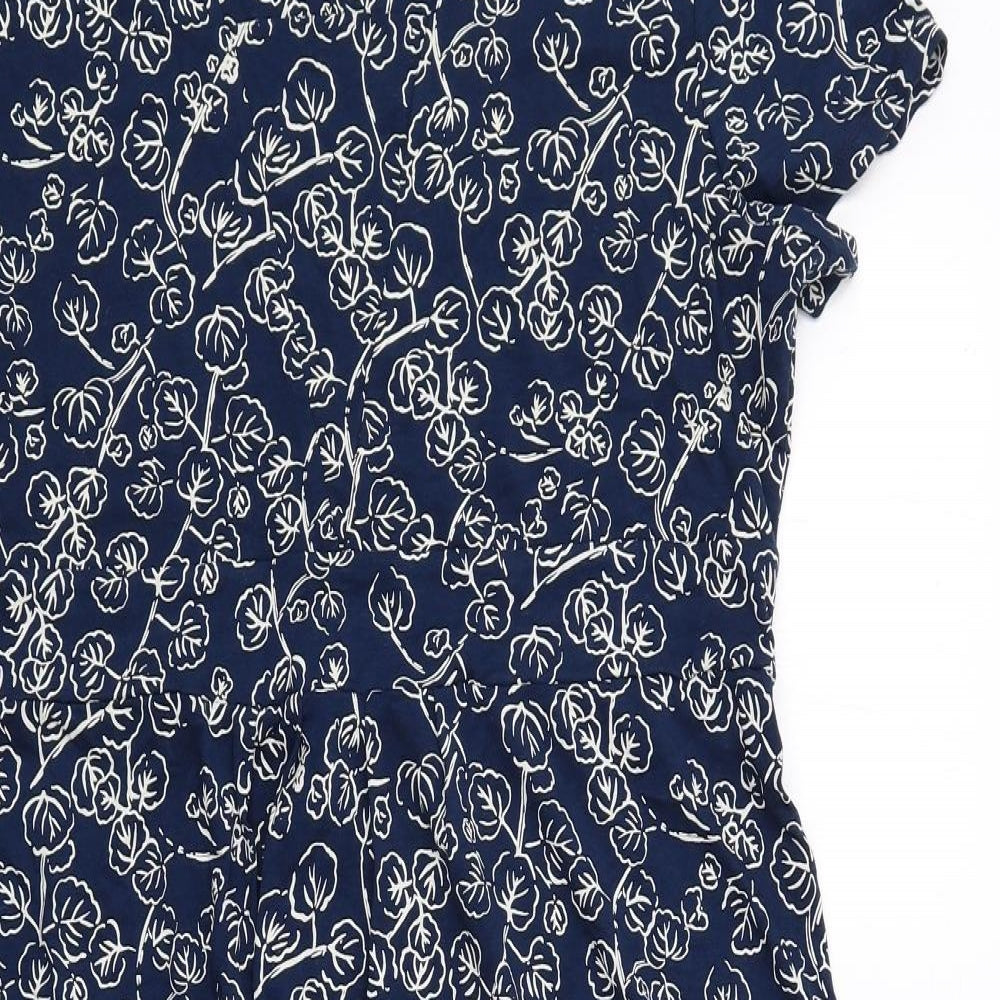 Seasalt Womens Blue Geometric Viscose T-Shirt Dress Size 18 Round Neck Pullover