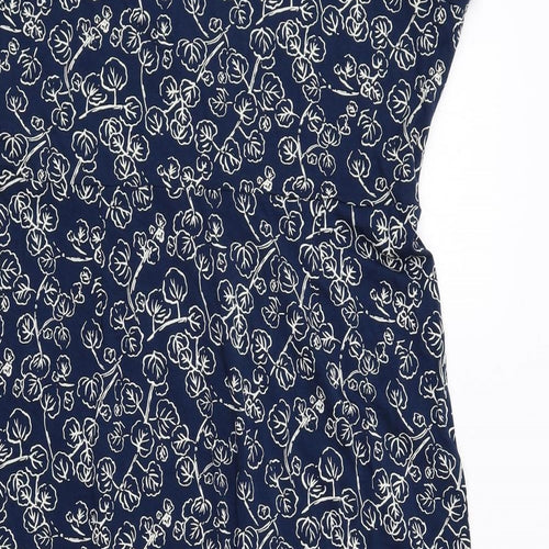 Seasalt Womens Blue Geometric Viscose T-Shirt Dress Size 18 Round Neck Pullover