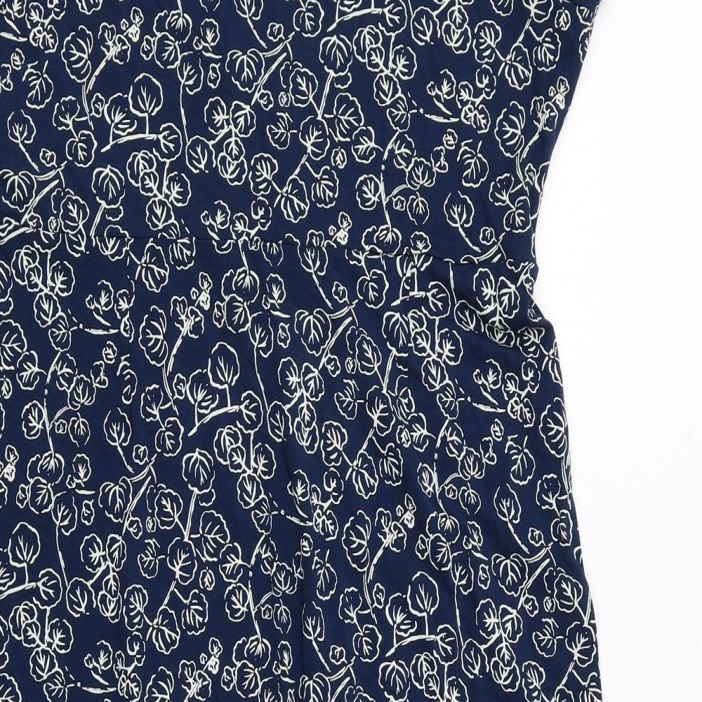 Seasalt Womens Blue Geometric Viscose T-Shirt Dress Size 18 Round Neck Pullover