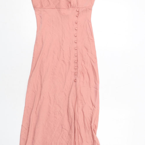 Zara Womens Pink Polyester Maxi Size XS V-Neck Pullover