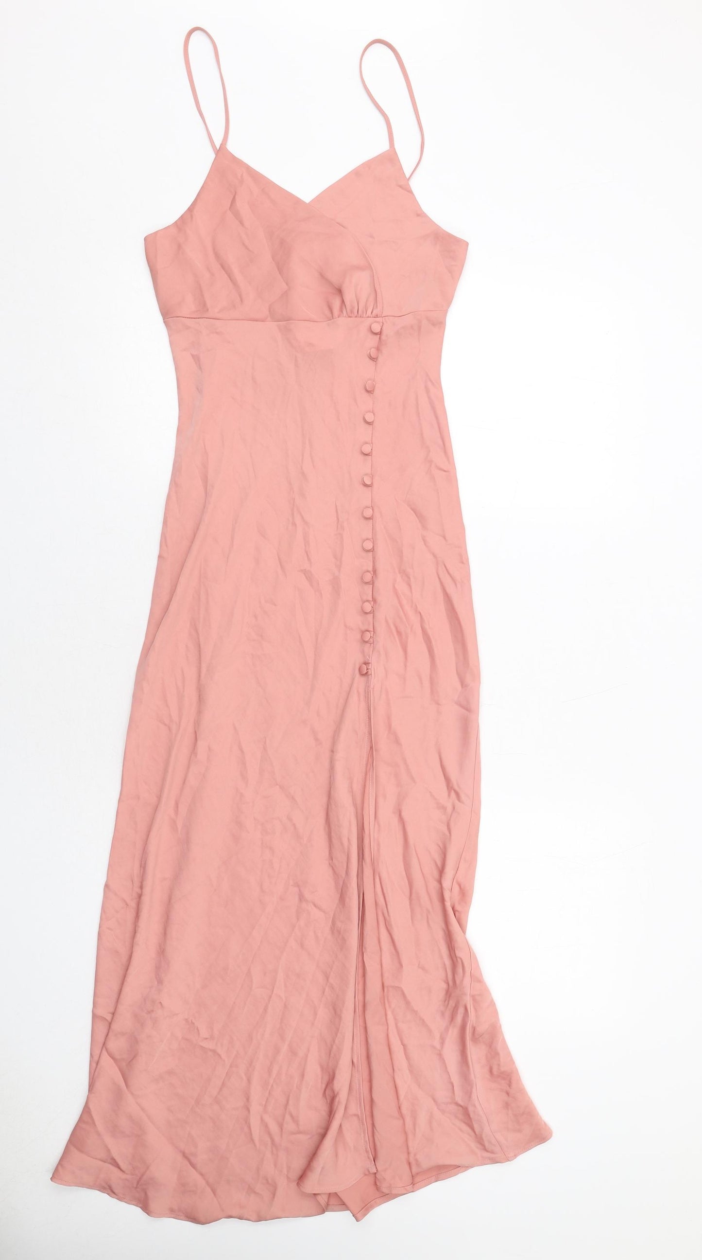 Zara Womens Pink Polyester Maxi Size XS V-Neck Pullover