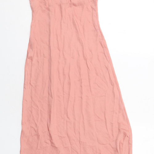 Zara Womens Pink Polyester Maxi Size XS V-Neck Pullover