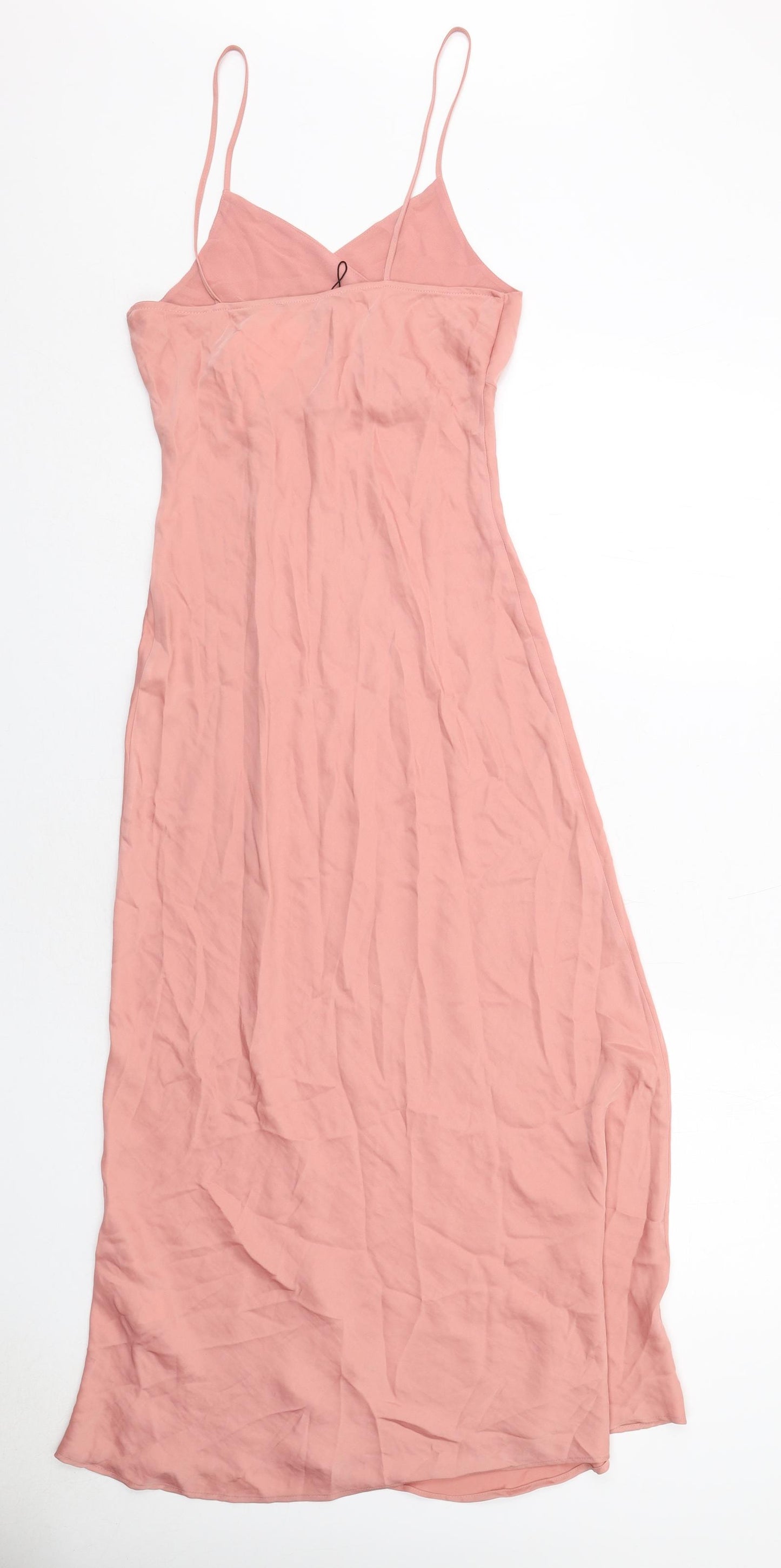 Zara Womens Pink Polyester Maxi Size XS V-Neck Pullover