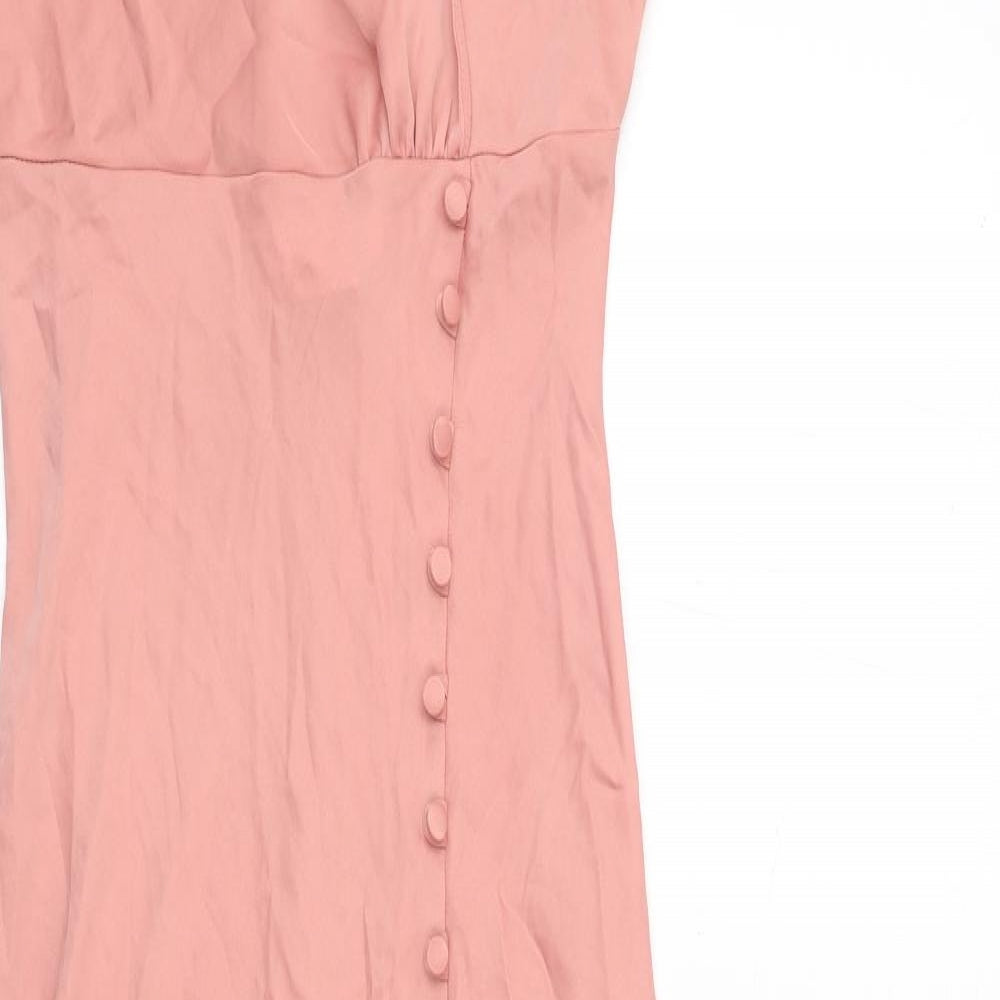 Zara Womens Pink Polyester Maxi Size XS V-Neck Pullover