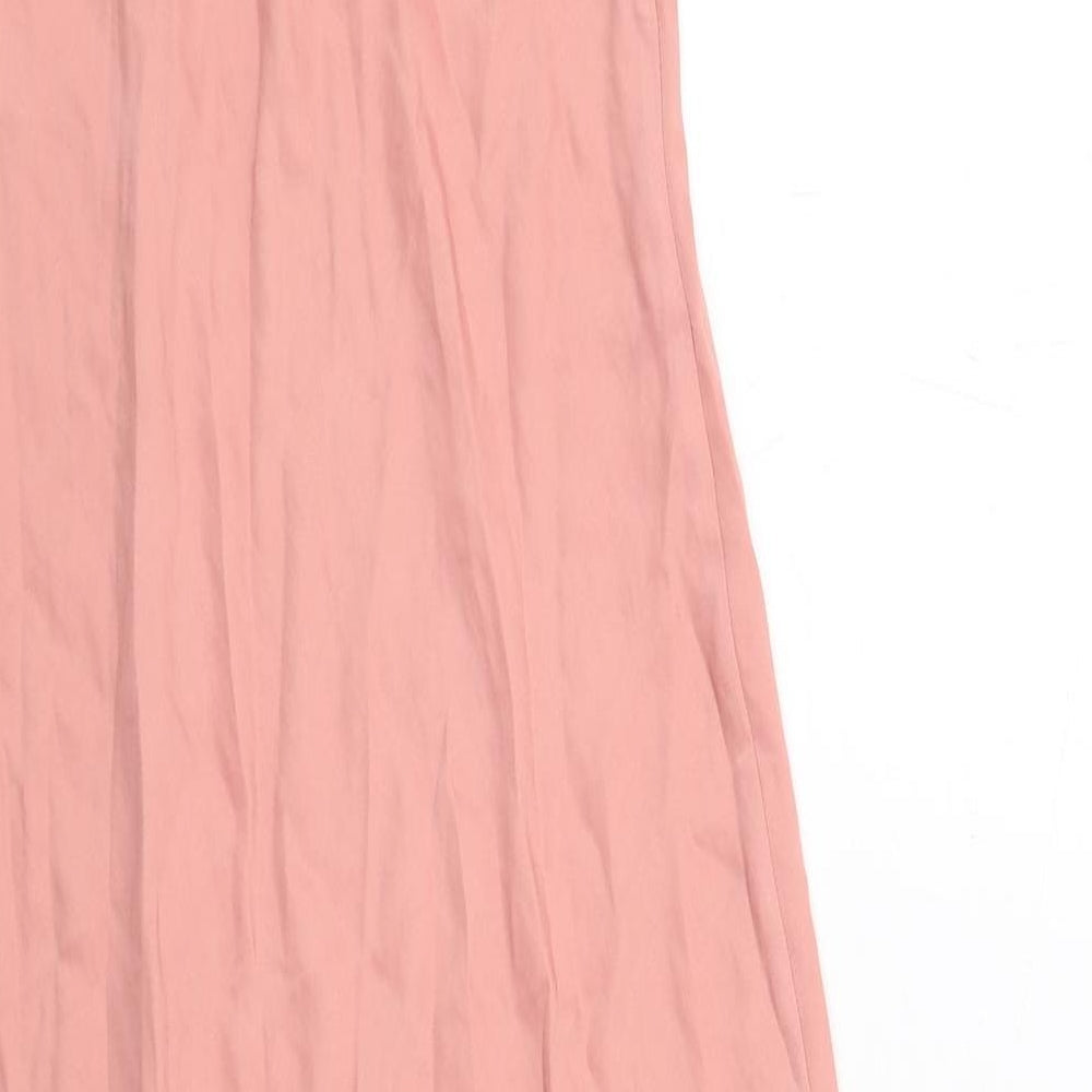 Zara Womens Pink Polyester Maxi Size XS V-Neck Pullover