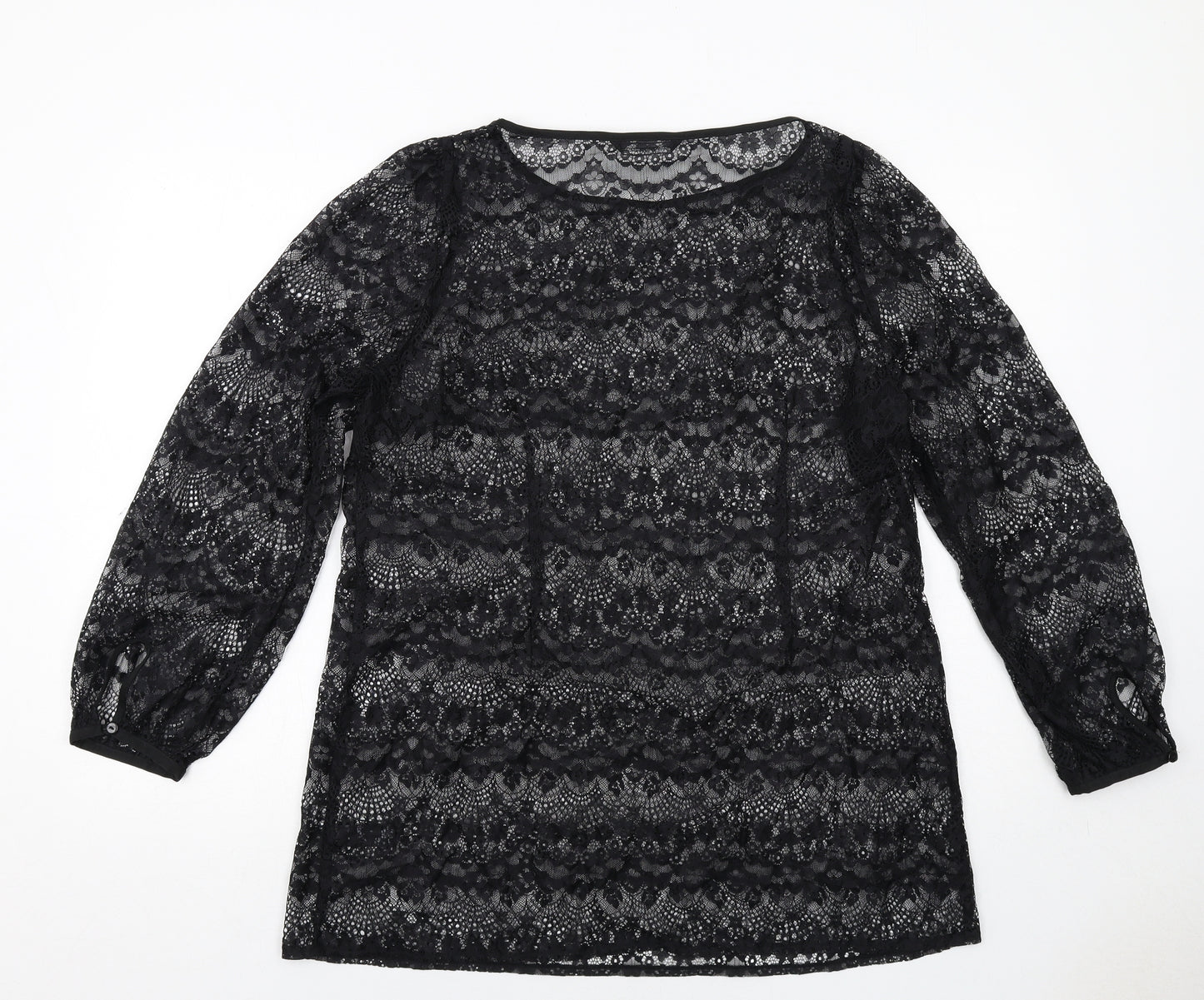 Marks and Spencer Womens Black Polyamide Basic Blouse Size 18 Boat Neck