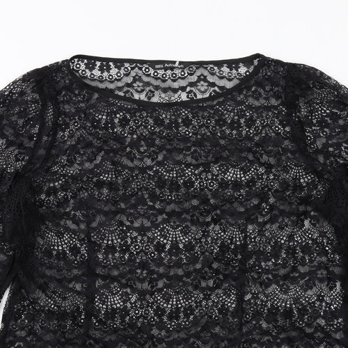 Marks and Spencer Womens Black Polyamide Basic Blouse Size 18 Boat Neck