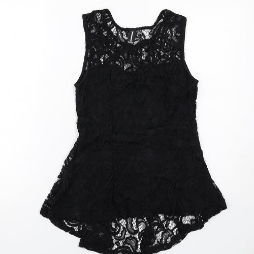 Izabel London Womens Black Polyester Basic Tank Size 8 Round Neck