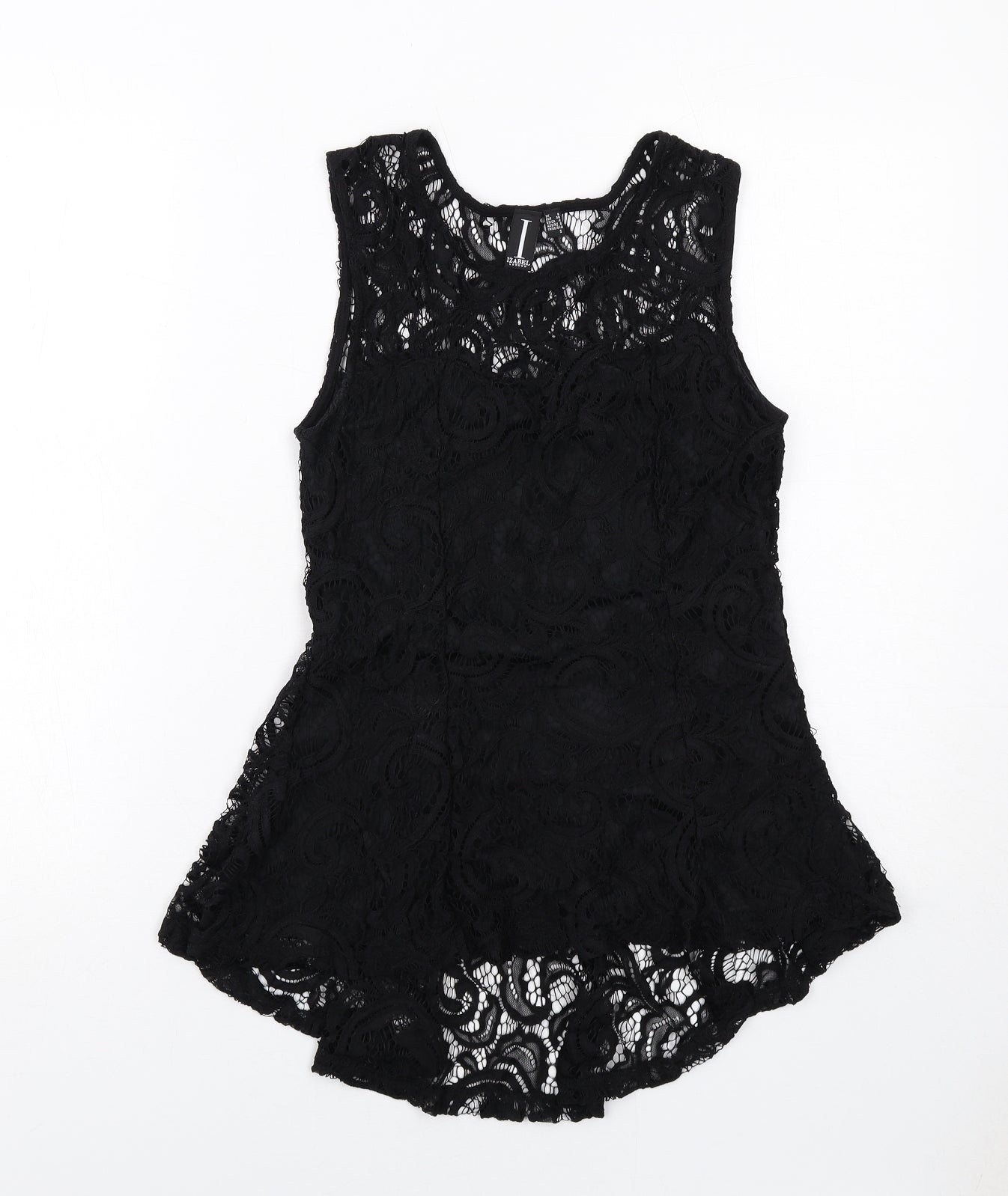 Izabel London Womens Black Polyester Basic Tank Size 8 Round Neck