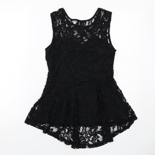 Izabel London Womens Black Polyester Basic Tank Size 8 Round Neck