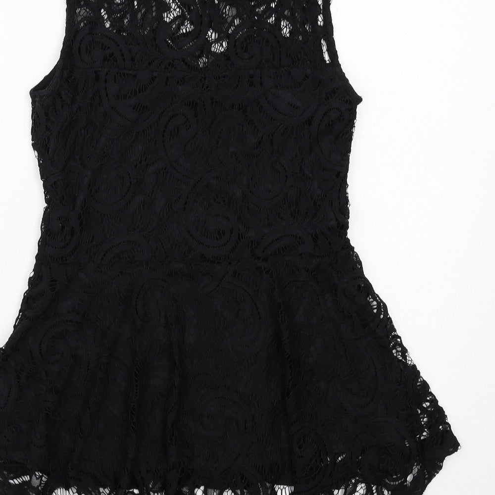 Izabel London Womens Black Polyester Basic Tank Size 8 Round Neck