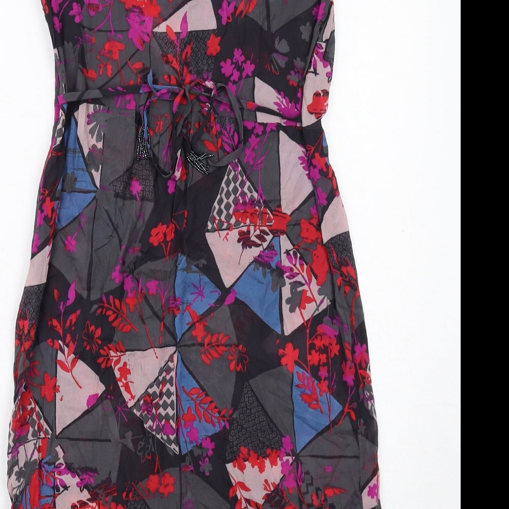 White Stuff Womens Multicoloured Geometric Polyester A-Line Size 14 Round Neck Zip