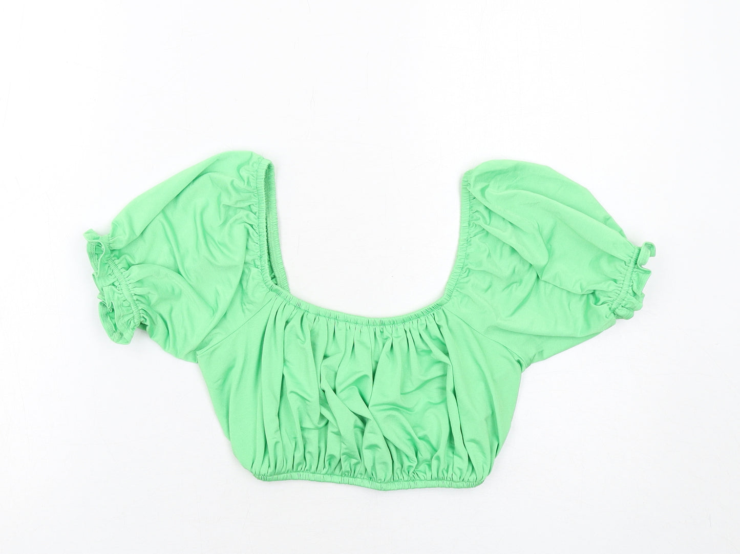 Urban Outfitters Womens Green Polyester Cropped Blouse Size S Off the Shoulder - Lace Up Back