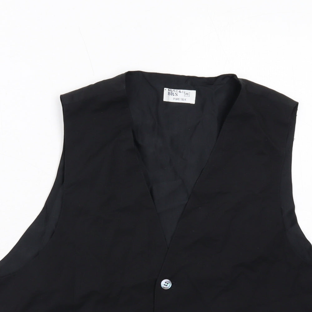 BHS Mens Black Silk Jacket Suit Waistcoat Size 38 Regular