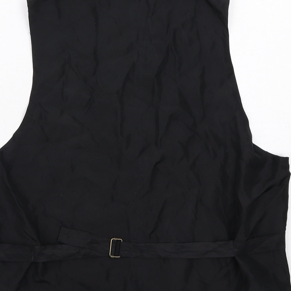 BHS Mens Black Silk Jacket Suit Waistcoat Size 38 Regular