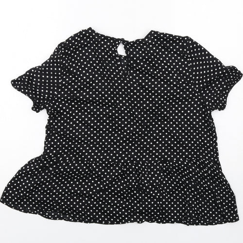 VERO MODA Womens Black Polka Dot Viscose Basic Blouse Size M Boat Neck
