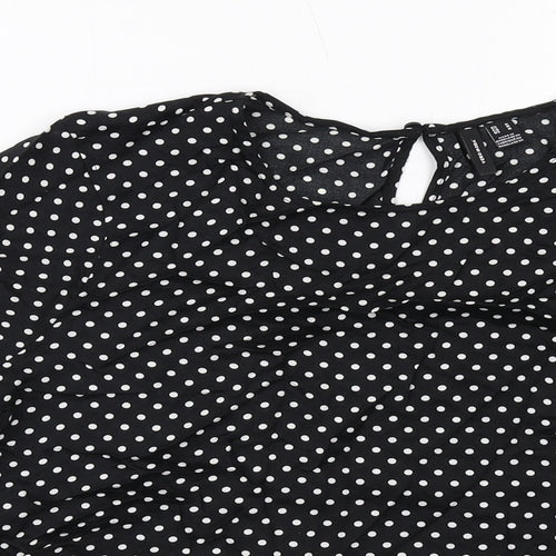 VERO MODA Womens Black Polka Dot Viscose Basic Blouse Size M Boat Neck