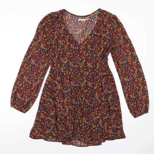 Kimchi Blue Womens Multicoloured Floral Polyester A-Line Size XS V-Neck Zip