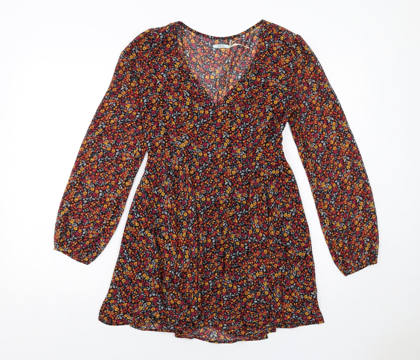 Kimchi Blue Womens Multicoloured Floral Polyester A-Line Size XS V-Neck Zip