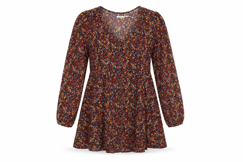 Front view of Kimchi Blue women’s multicoloured floral polyester a-line, size XS, v-neck zip