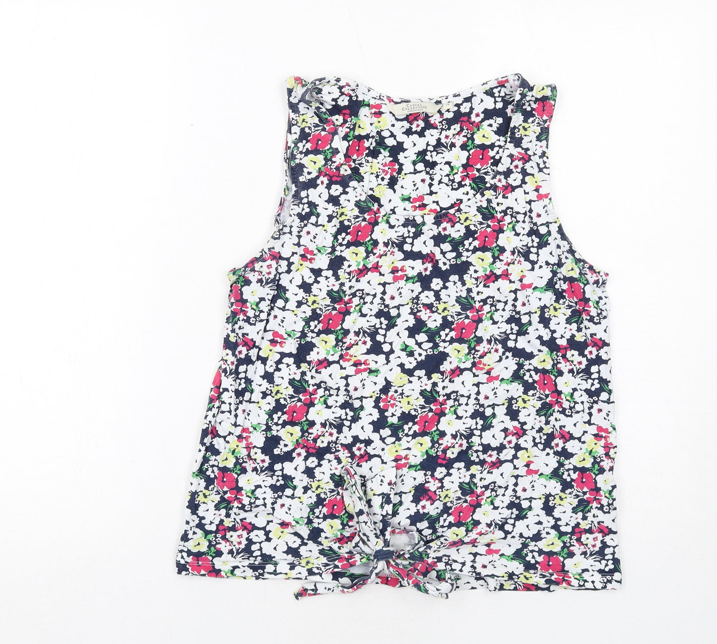 Debenhams Womens Multicoloured Floral Cotton Basic Tank Size 14 Scoop Neck