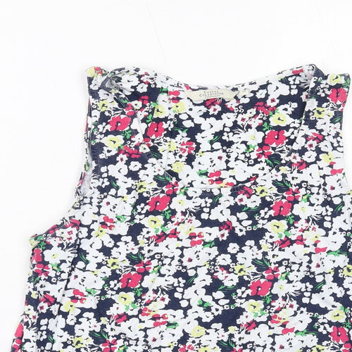 Debenhams Womens Multicoloured Floral Cotton Basic Tank Size 14 Scoop Neck
