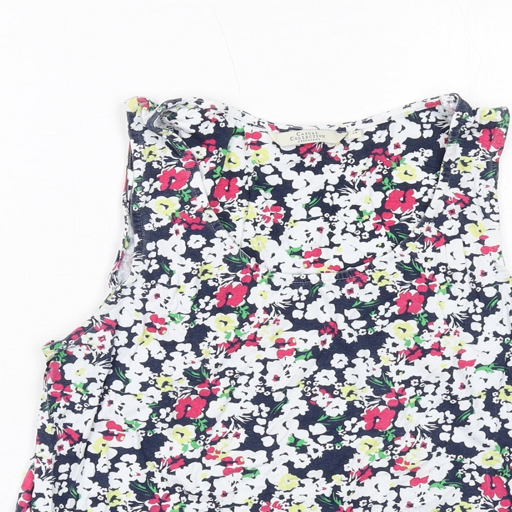 Debenhams Womens Multicoloured Floral Cotton Basic Tank Size 14 Scoop Neck