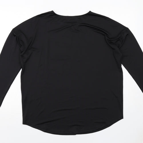 Roman Womens Black Polyester Basic T-Shirt Size 14 Boat Neck - Star