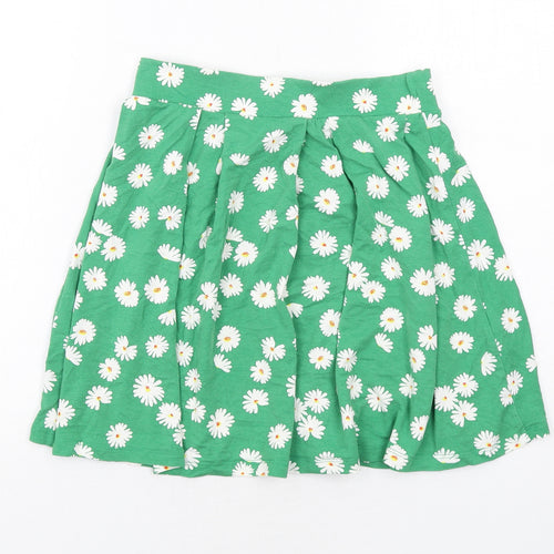 ASOS Womens Green Floral Viscose Skater Skirt Size 10