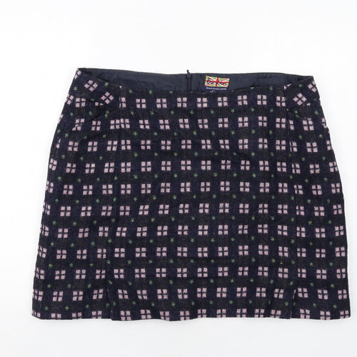 Boden Womens Blue Geometric Wool A-Line Skirt Size 20 Zip